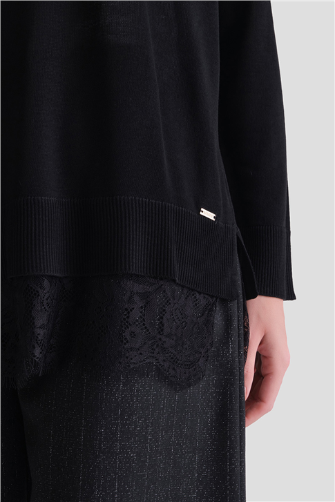 Dantelli Rayon Tunik Siyah