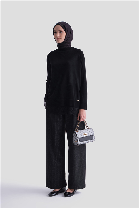 Dantelli Rayon Tunik Siyah