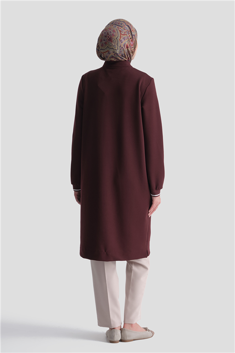Cep Detaylı Basic Tunik Bordo 