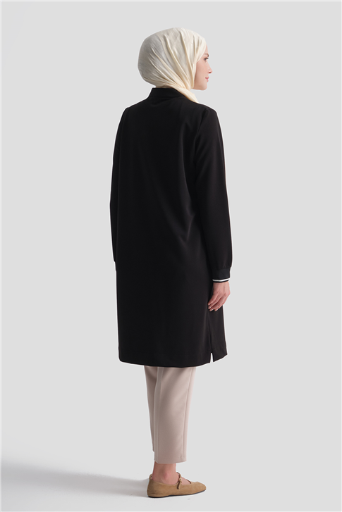 Cep Detaylı Basic Tunik Siyah 