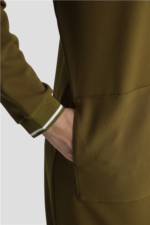 Cep Detaylı Basic Tunik Yağ Yeşili 