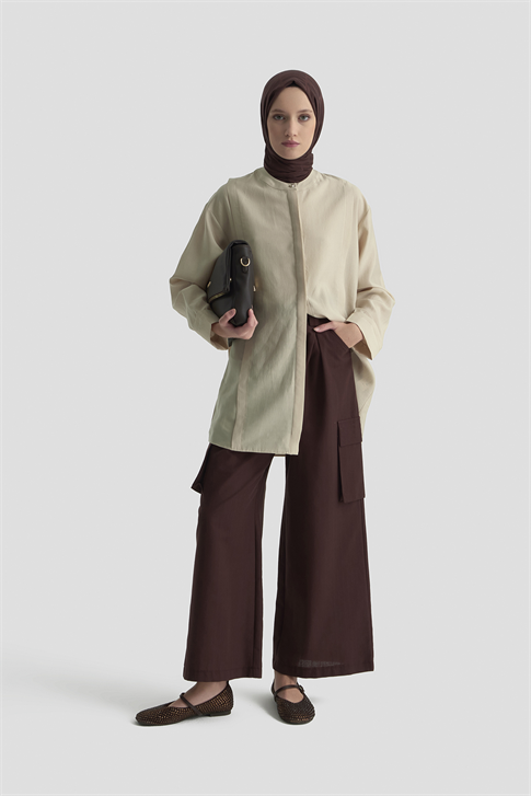 Hakim Yaka Lyocell Tunik Kum