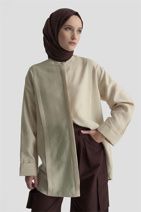 Hakim Yaka Lyocell Tunik Kum