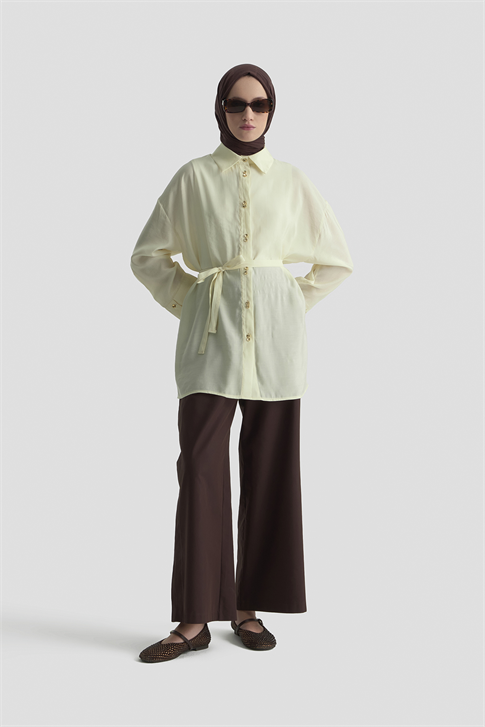 Kemer Detaylı Tunik Açık Sarı