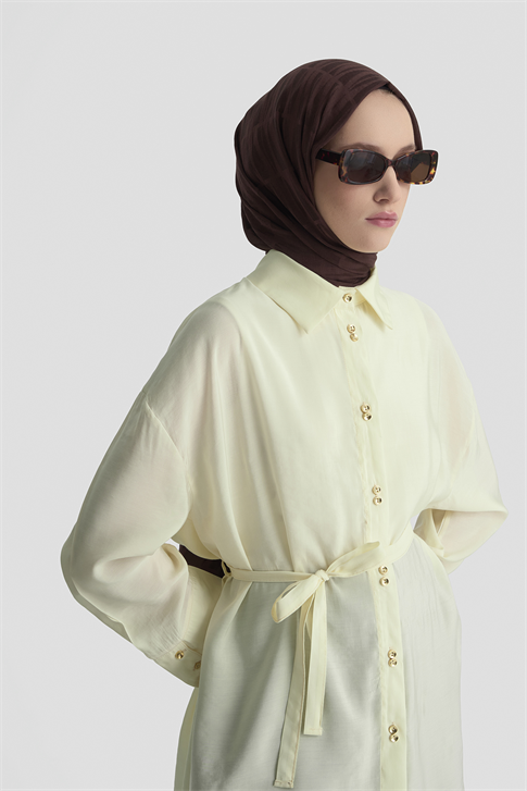 Kemer Detaylı Tunik Açık Sarı