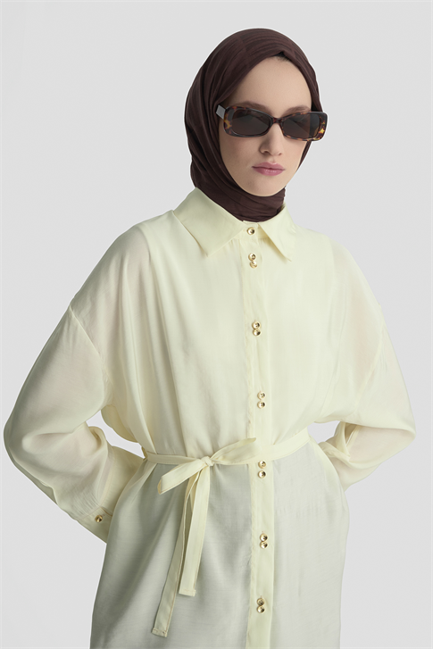 Kemer Detaylı Tunik Açık Sarı