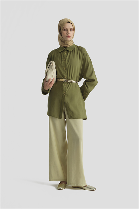 Kemer Detaylı Tunik Haki