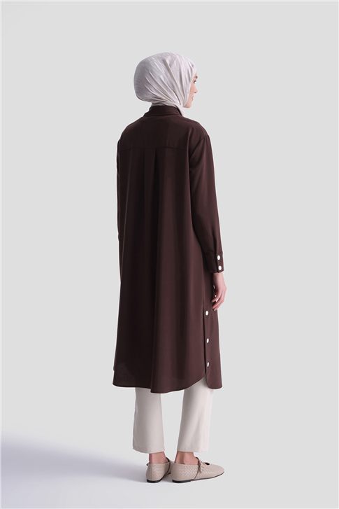 Zımba Detaylı Tunik Kahverengi