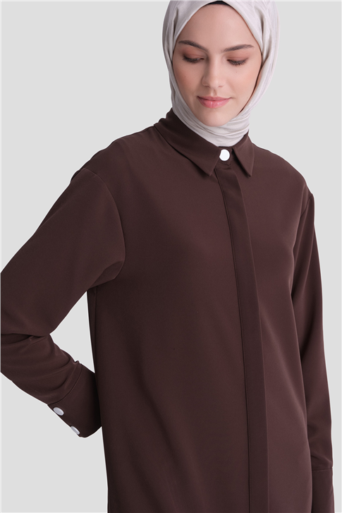 Zımba Detaylı Tunik Kahverengi