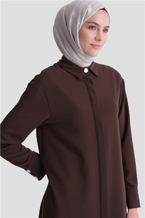 Zımba Detaylı Tunik Kahverengi