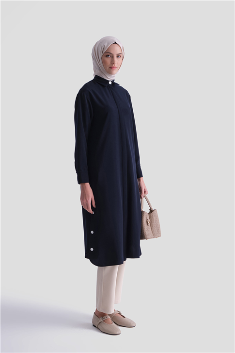 Zımba Detaylı Tunik Lacivert