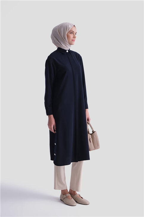 Zımba Detaylı Tunik Lacivert