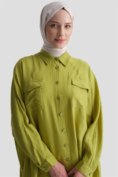 Rayon Karışımlı Tunik Yağ Yeşili