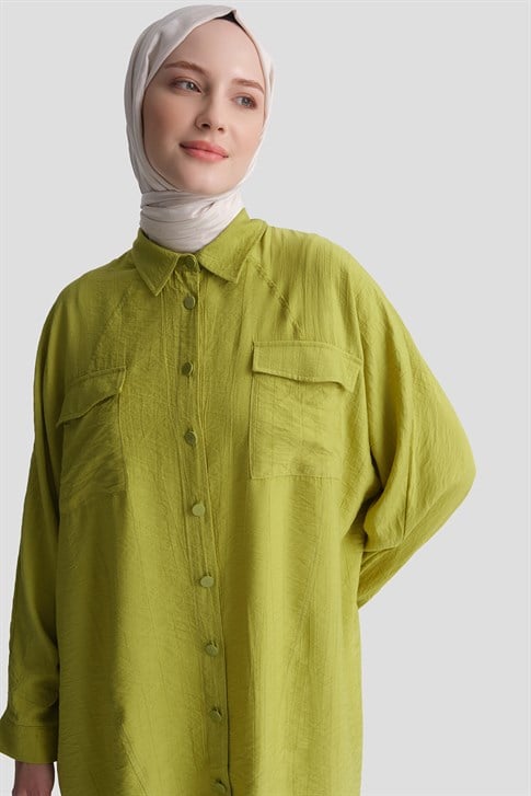 Rayon Karışımlı Tunik Yağ Yeşili