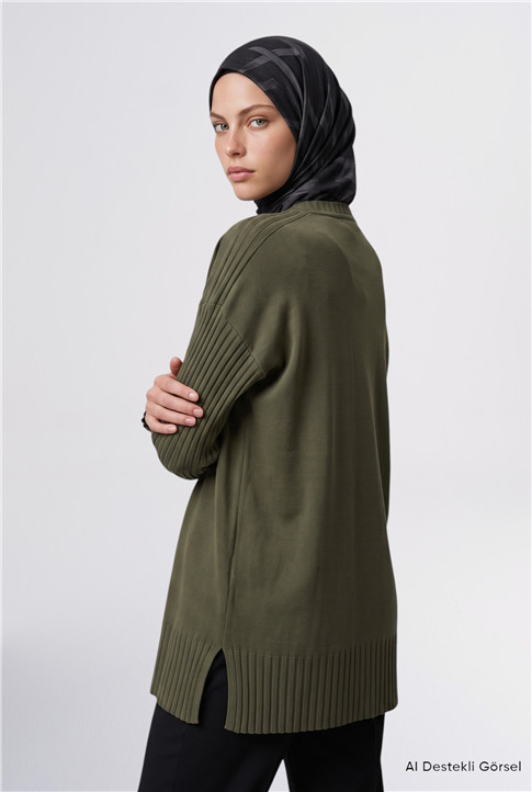 Basic Triko Tunik Haki 