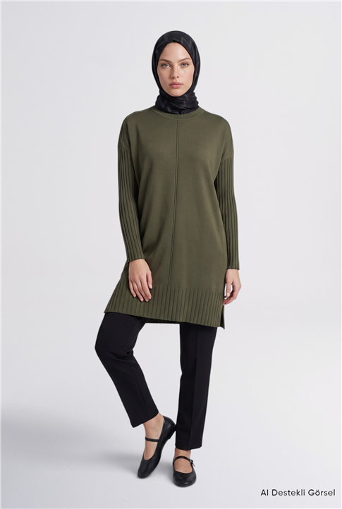 Basic Triko Tunik Haki 