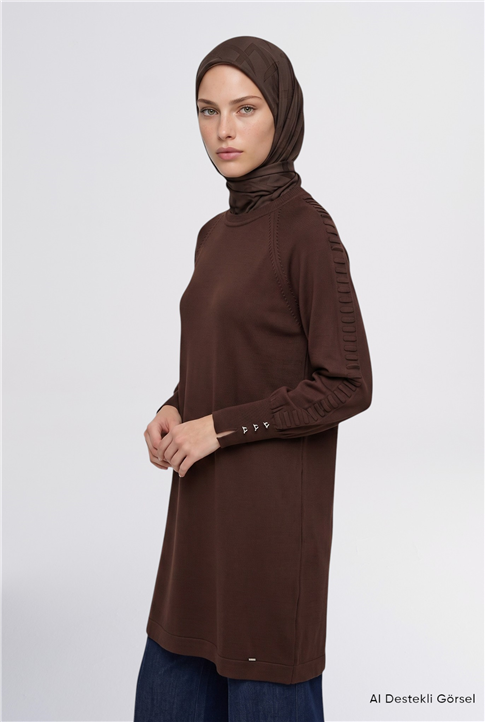 Reglan Kol Triko Tunik Acı Kahve 