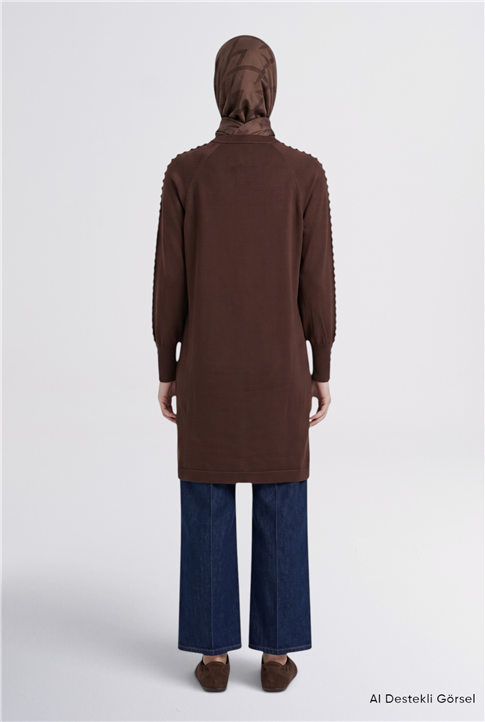 Reglan Kol Triko Tunik Acı Kahve 