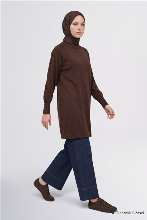 Reglan Kol Triko Tunik Acı Kahve 
