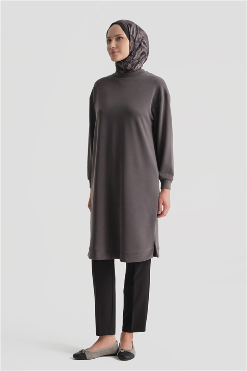Modal Karışımlı Basic Tunik Antrasit 