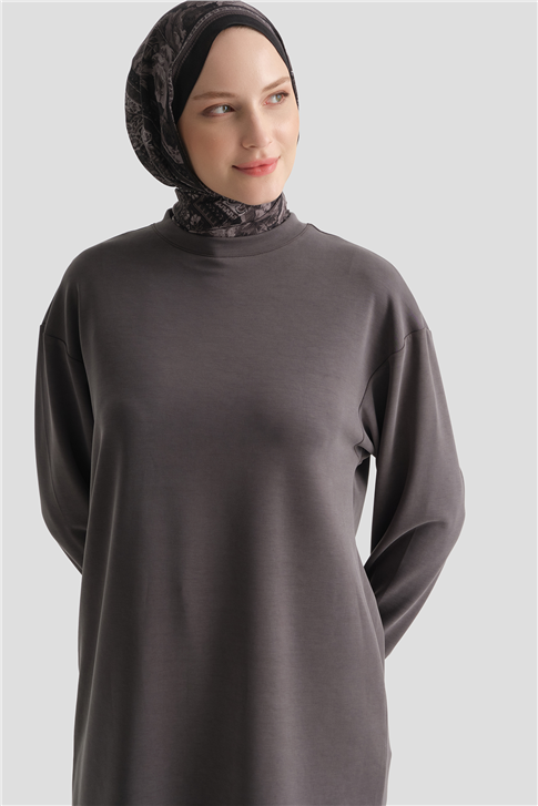 Modal Karışımlı Basic Tunik Antrasit 