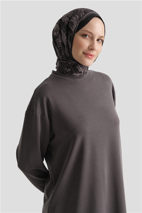 Modal Karışımlı Basic Tunik Antrasit 