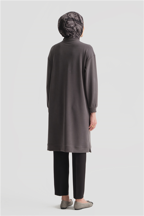 Modal Karışımlı Basic Tunik Antrasit 