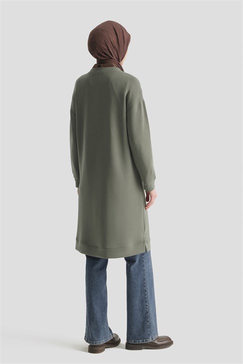 Modal Karışımlı Basic Tunik Haki 