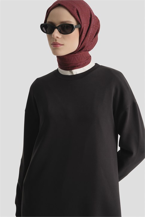 Modal Karışımlı Basic Tunik Siyah 