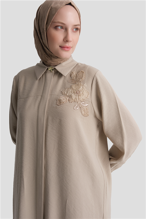 Aplike Detaylı Tunik Bej 