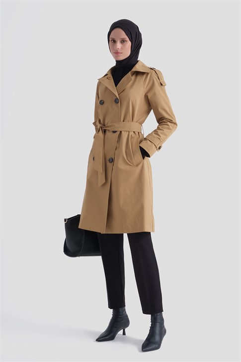 Basic Kısa Trençkot Camel