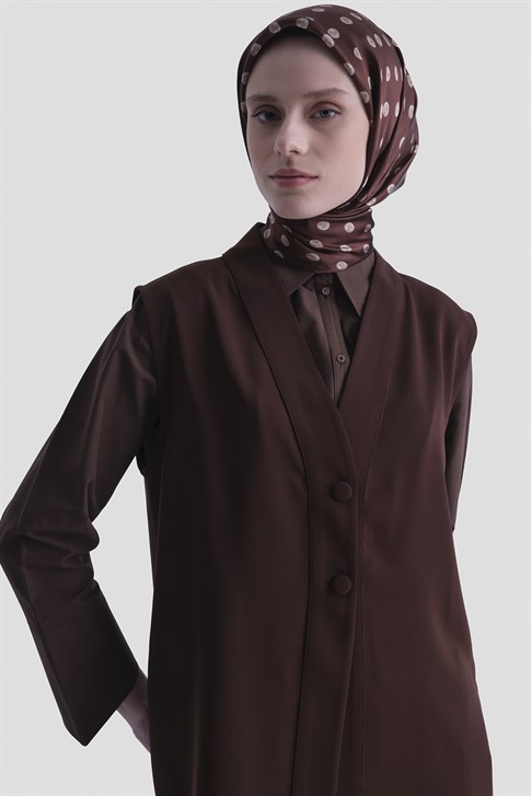 Düğmeli Oversize Yelek Acı kahve