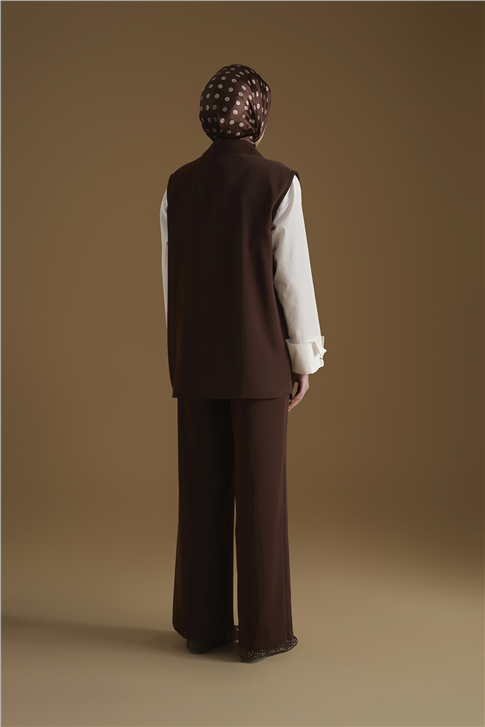 Düğmeli Oversize Yelek Acı kahve