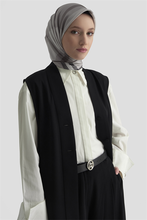 Düğmeli Oversize Yelek Siyah