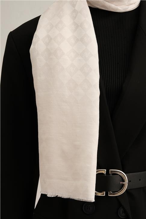 Armine Elegance İpek Pamuk Kare Monogram Şal 10063