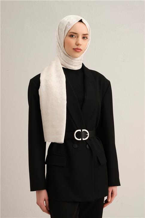 Armine Elegance İpek Pamuk Kare Monogram Şal 10063