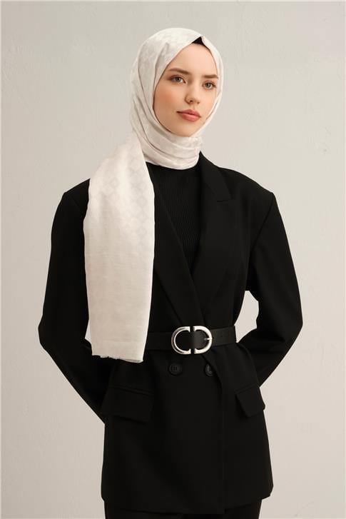 Armine Elegance İpek Pamuk Kare Monogram Şal 10063