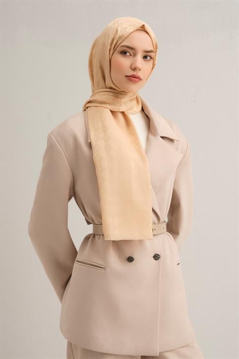 Armine Elegance İpek Pamuk Kare Monogram Şal 10065