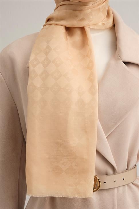 Armine Elegance İpek Pamuk Kare Monogram Şal 10065