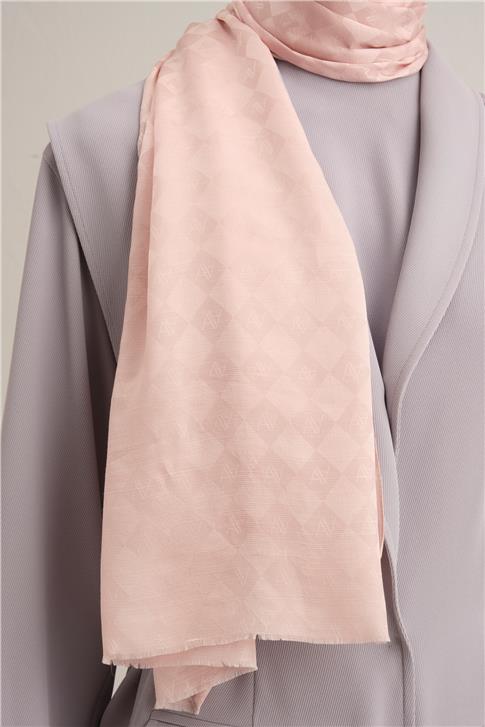 Armine Elegance İpek Pamuk Kare Monogram Şal 10066