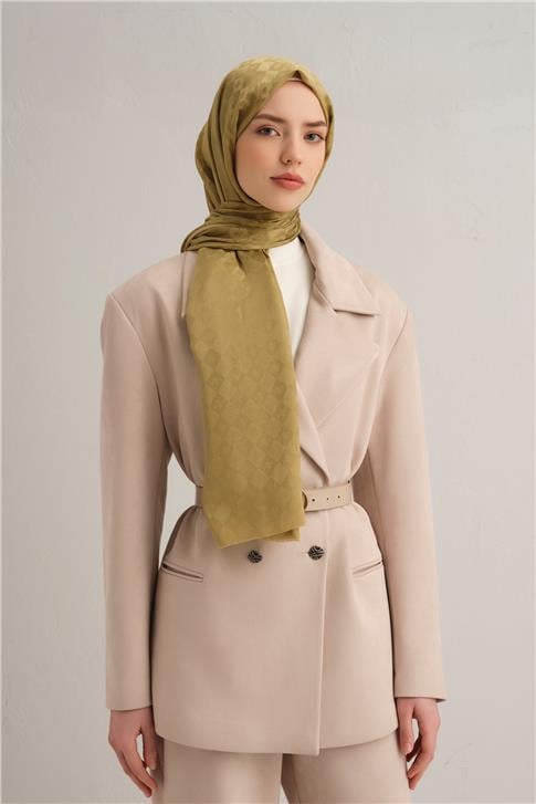 Armine Elegance İpek Pamuk Kare Monogram Şal 10068