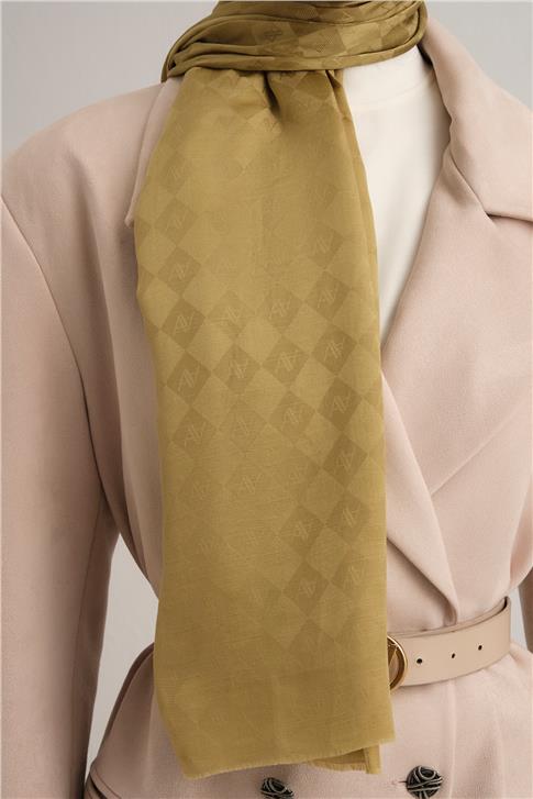 Armine Elegance İpek Pamuk Kare Monogram Şal 10068
