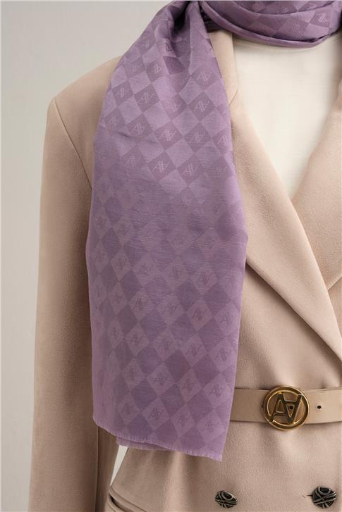 Armine Elegance İpek Pamuk Kare Monogram Şal 10071