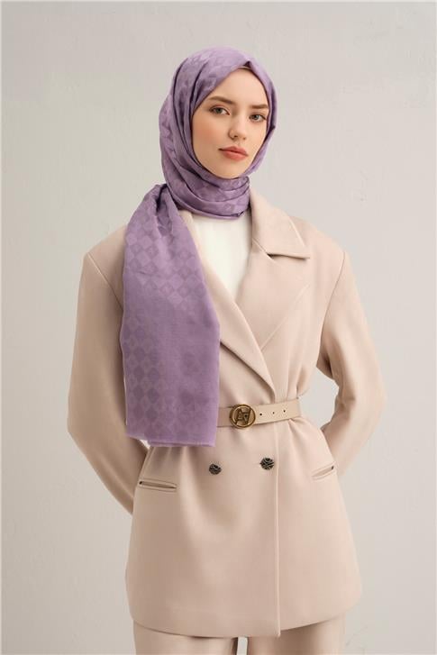 Armine Elegance İpek Pamuk Kare Monogram Şal 10071
