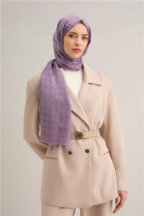 Armine Elegance İpek Pamuk Kare Monogram Şal 10071