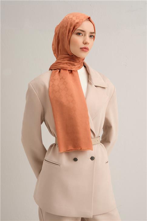 Armine Elegance İpek Pamuk Kare Monogram Şal 10075