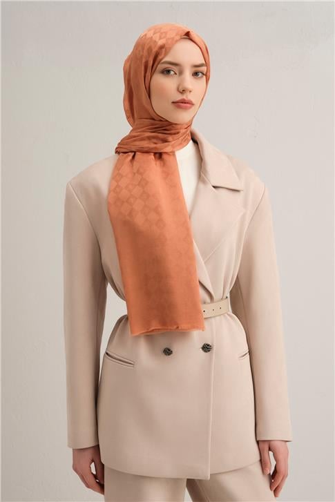 Armine Elegance İpek Pamuk Kare Monogram Şal 10075