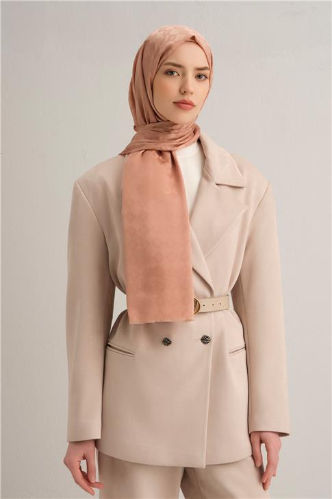 Armine Elegance İpek Pamuk Kare Monogram Şal 10694