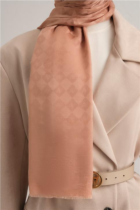 Armine Elegance İpek Pamuk Kare Monogram Şal 10694