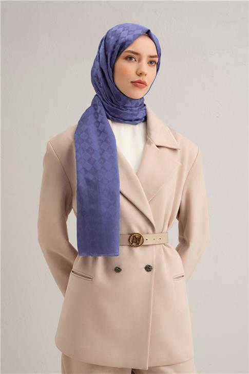 Armine Elegance İpek Pamuk Kare Monogram Şal 10700
